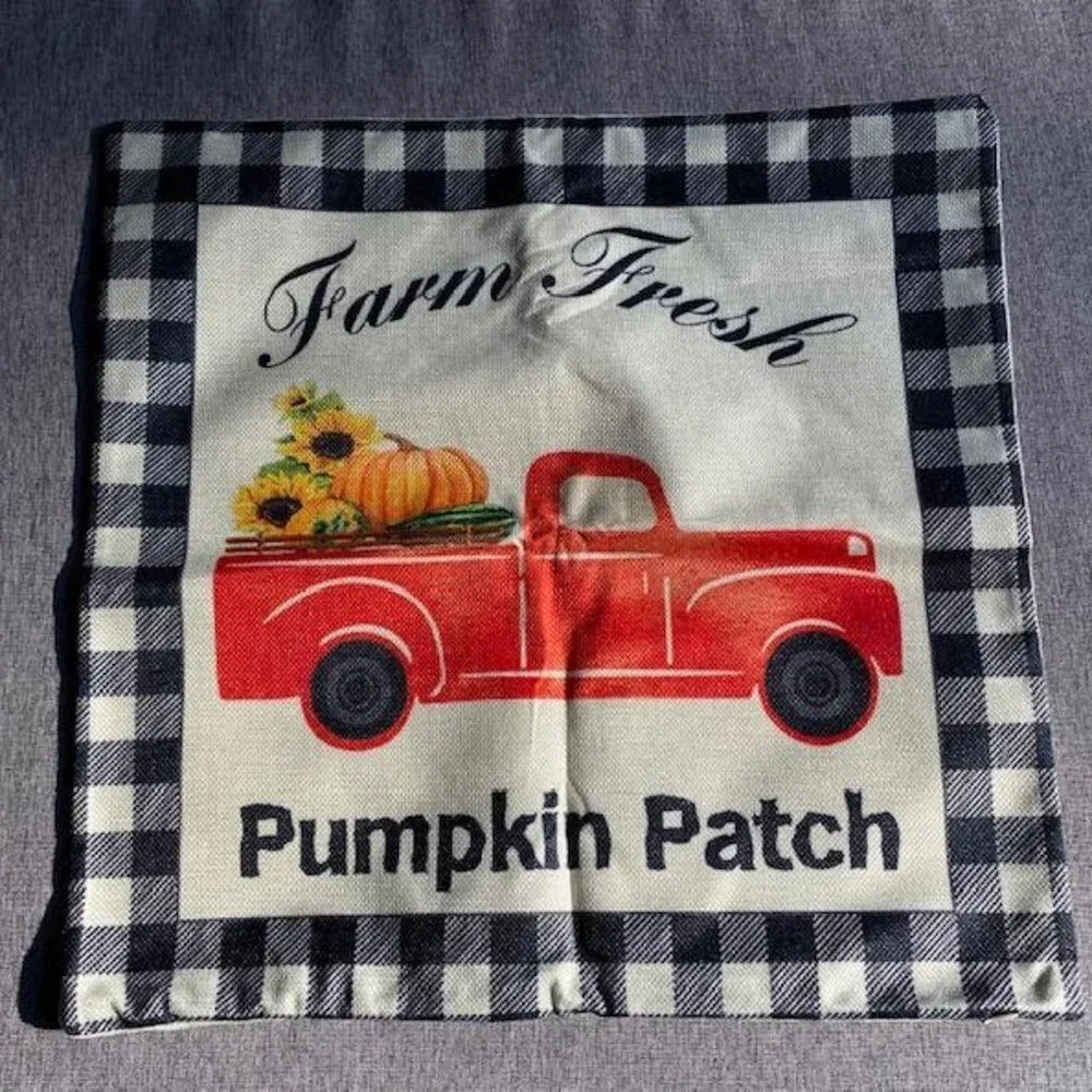 4 Pack Fall Black White Buffalo Plaids Pumpkin Pillow Covers 18